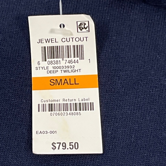 INC Women’s Embellished Cold Shoulder Sweater Navy Beaded Neckline Size S NWT - Picture 9 of 12